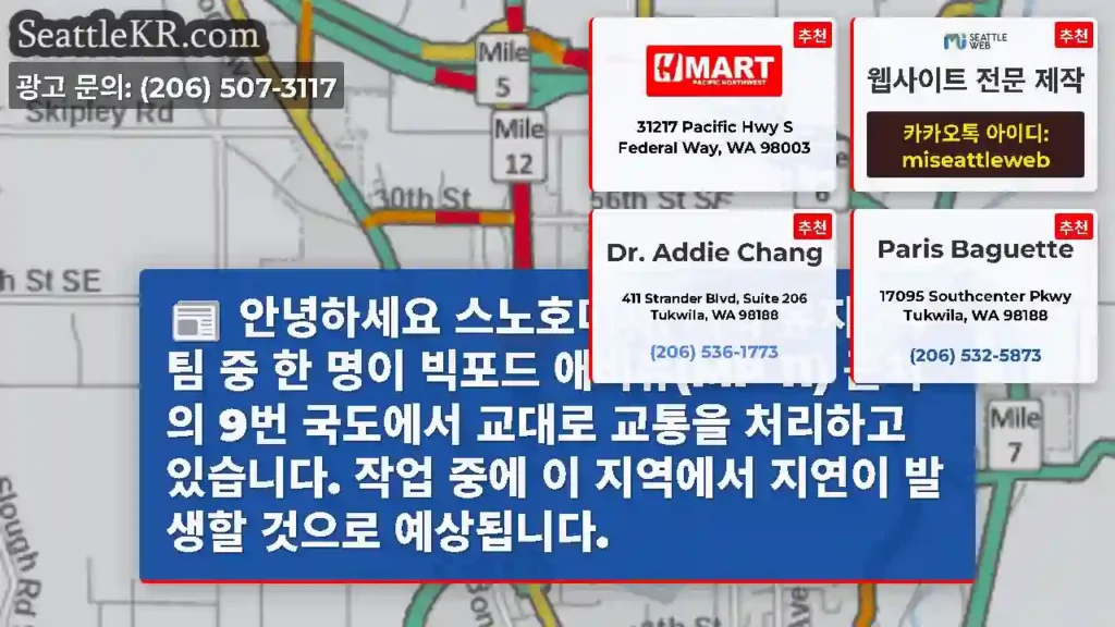 안녕하세요 스노호미시! 저희 유지보수 팀 중 한 명이 빅포드 애비뉴(MP 11) 근처의