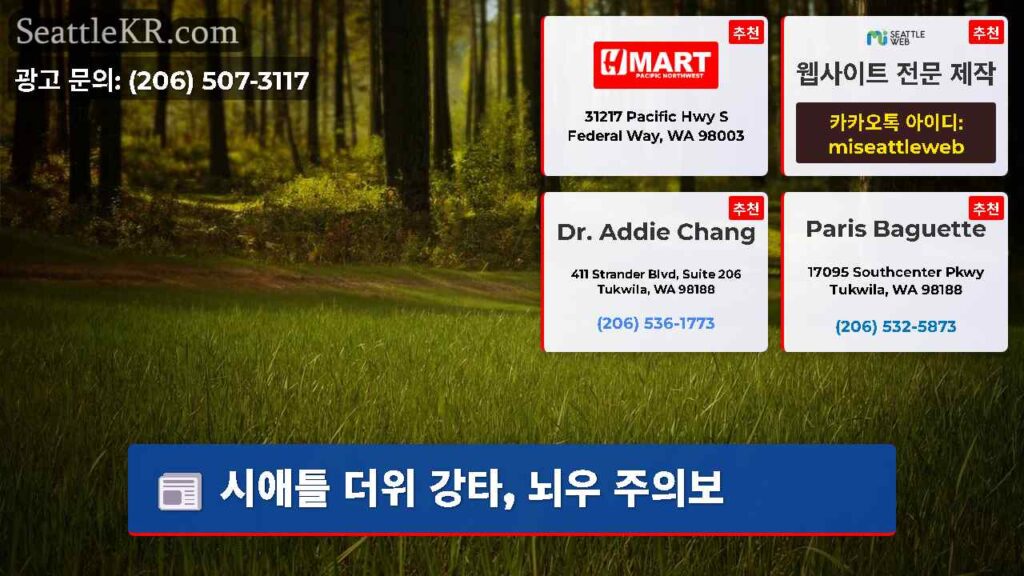 시애틀 더위 강타, 뇌우 주의보