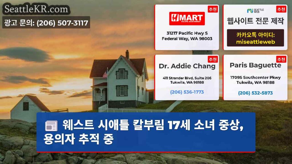웨스트 시애틀 칼부림 17세 소녀 중상, 용의자 추적 중