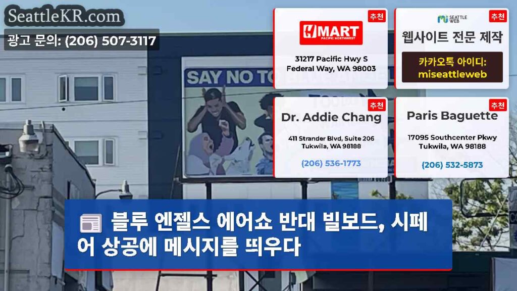 블루 엔젤스 에어쇼 반대 빌보드, 시페어 상공에 메시지를 띄우다