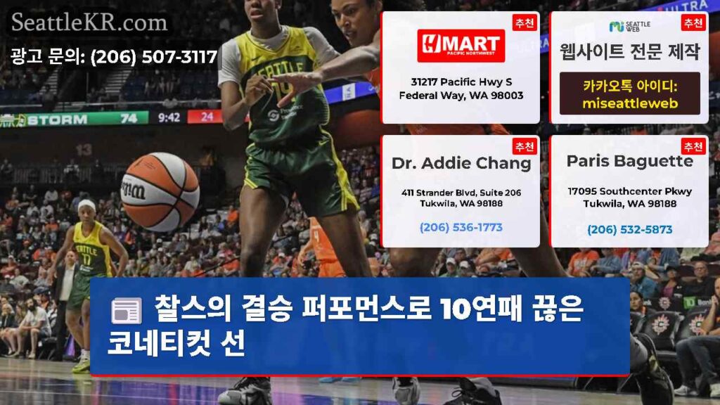 찰스의 결승 퍼포먼스로 10연패 끊은 코네티컷 선