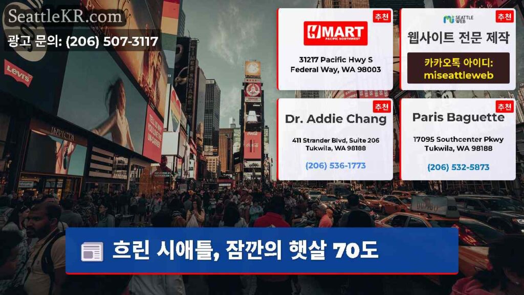 흐린 시애틀, 잠깐의 햇살 70도