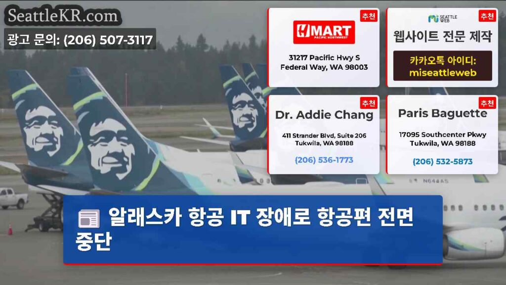 알래스카 항공 IT 장애로 항공편 전면 중단