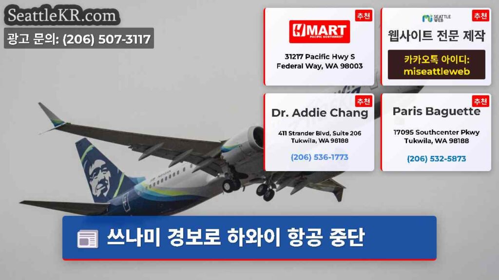쓰나미 경보로 하와이 항공 중단