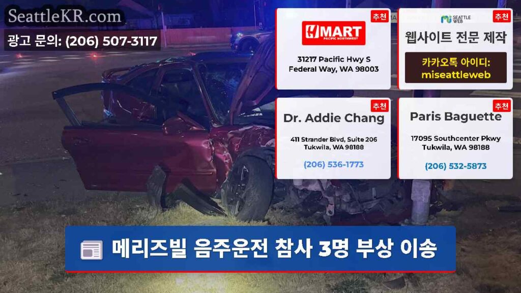 메리즈빌 음주운전 참사 3명 부상 이송