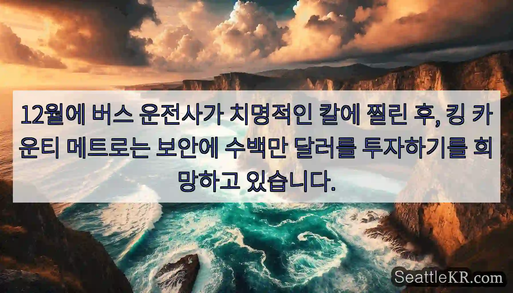 12월에 버스 운전사가 치명적인 칼에 찔린 후, 킹 카운티 메트로는 보안에 수백만 달러를
