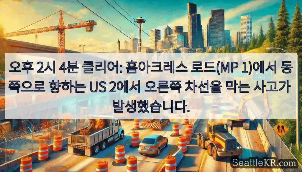 오후 2시 4분 클리어: 홈아크레스 로드(MP 1)에서 동쪽으로 향하는 US 2에서