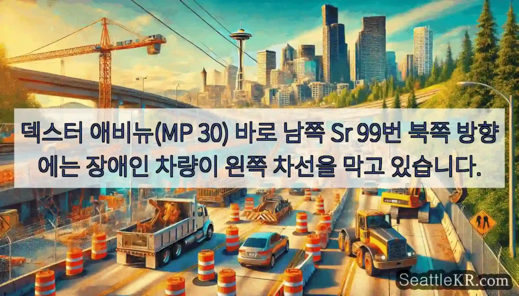 덱스터 애비뉴(MP 30) 바로 남쪽 Sr 99번 북쪽 방향에는 장애인 차량이 왼쪽