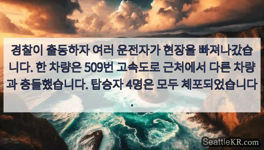 경찰이 출동하자 여러 운전자가 현장을 빠져나갔습니다. 한 차량은 509번 고속도로