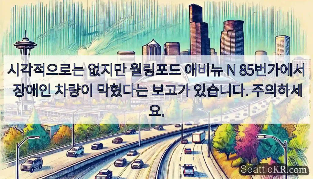 시각적으로는 없지만 월링포드 애비뉴 N 85번가에서 장애인 차량이 막혔다는 보고가