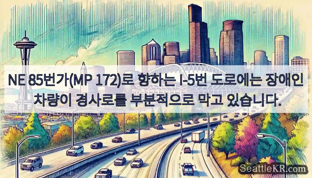 NE 85번가(MP 172)로 향하는 I-5번 도로에는 장애인 차량이 경사로를 부분적으로