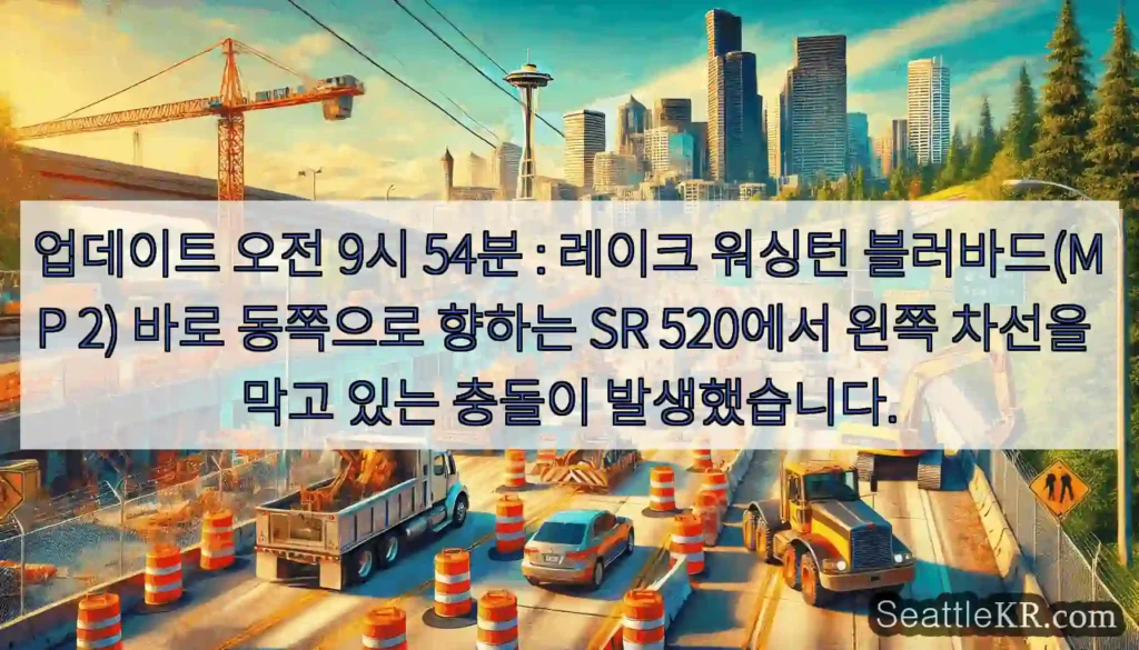업데이트 오전 9시 54분 : 레이크 워싱턴 블러바드(MP 2) 바로 동쪽으로 향하는