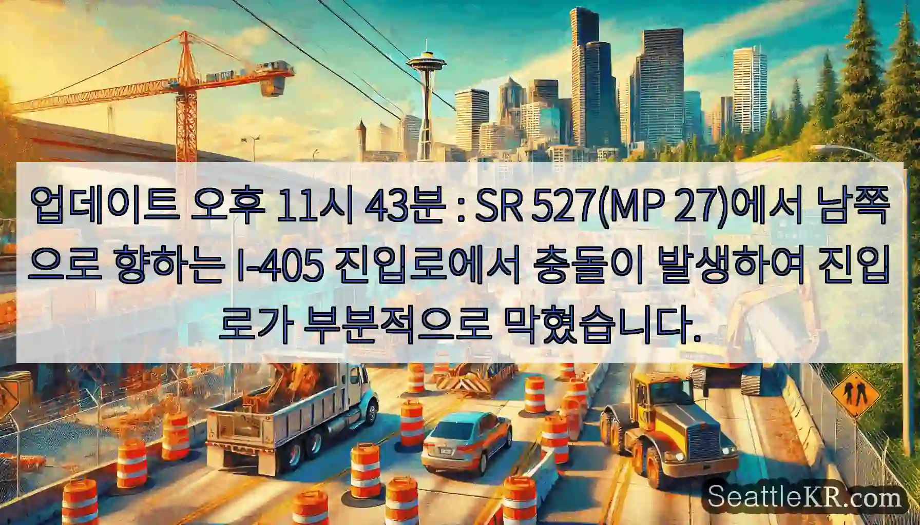 업데이트 오후 11시 43분 : SR 527(MP 27)에서 남쪽으로 향하는 I-405