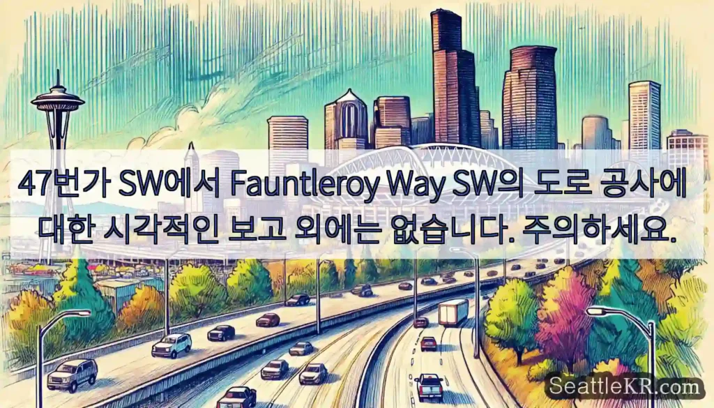 47번가 SW에서 Fauntleroy Way SW의 도로 공사에 대한 시각적인 보고