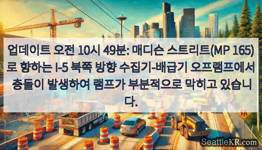 업데이트 오전 10시 49분: 매디슨 스트리트(MP 165)로 향하는 I-5 북쪽 방향