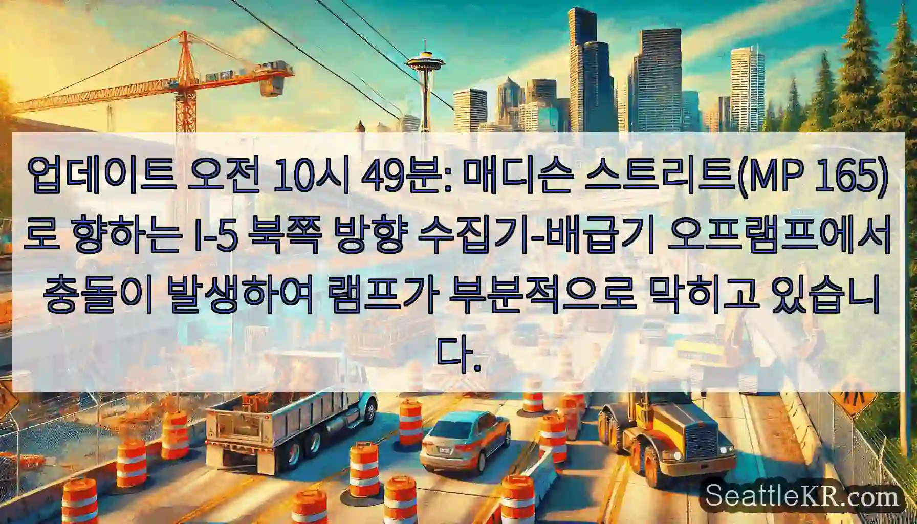 업데이트 오전 10시 49분: 매디슨 스트리트(MP 165)로 향하는 I-5 북쪽 방향