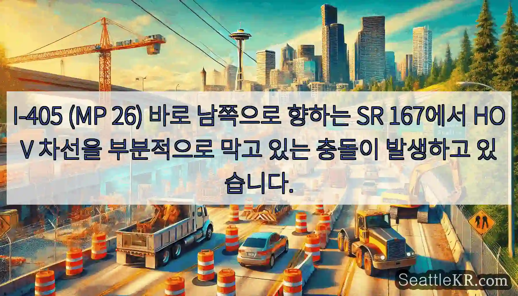 I-405 (MP 26) 바로 남쪽으로 향하는 SR 167에서 HOV 차선을 부분적으로