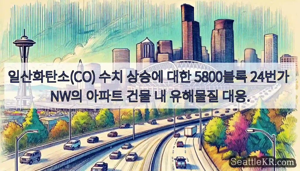 일산화탄소(CO) 수치 상승에 대한 5800블록 24번가 NW의 아파트 건물 내 유해물질