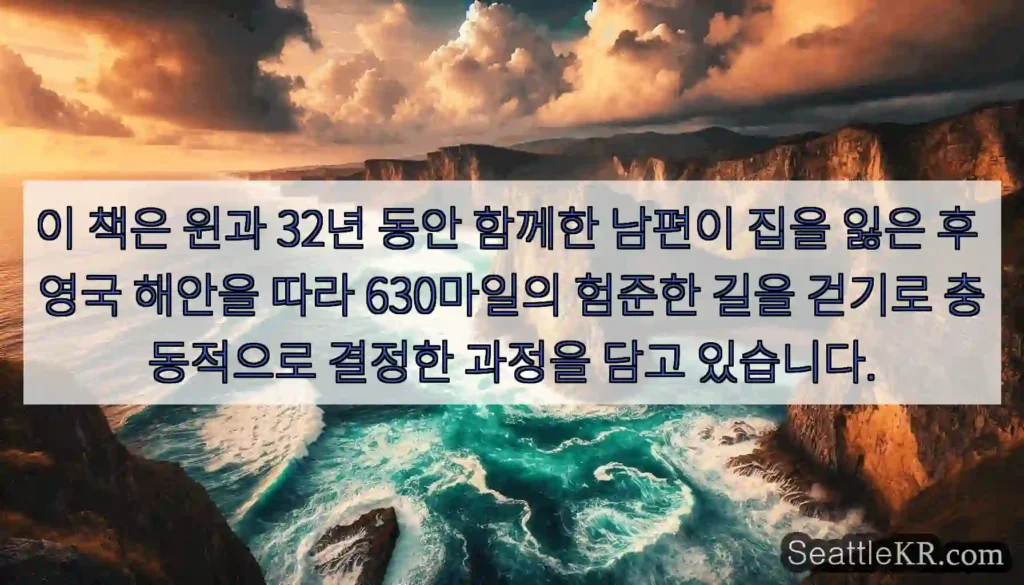 이 책은 윈과 32년 동안 함께한 남편이 집을 잃은 후 영국 해안을 따라 630마일의