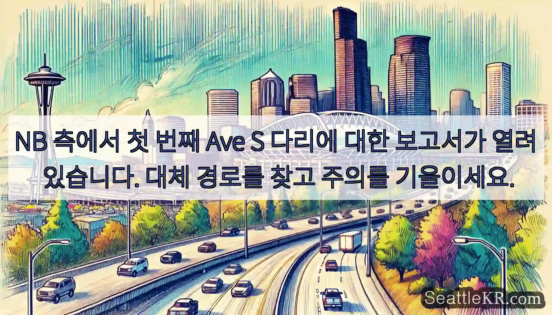 NB 측에서 첫 번째 Ave S 다리에 대한 보고서가 열려 있습니다. 대체 경로를 찾고