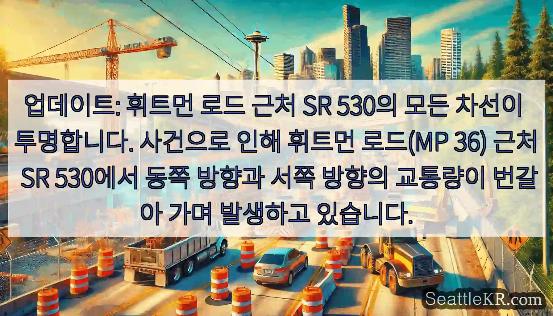 업데이트: 휘트먼 로드 근처 SR 530의 모든 차선이 투명합니다. 사건으로 인해 휘트먼