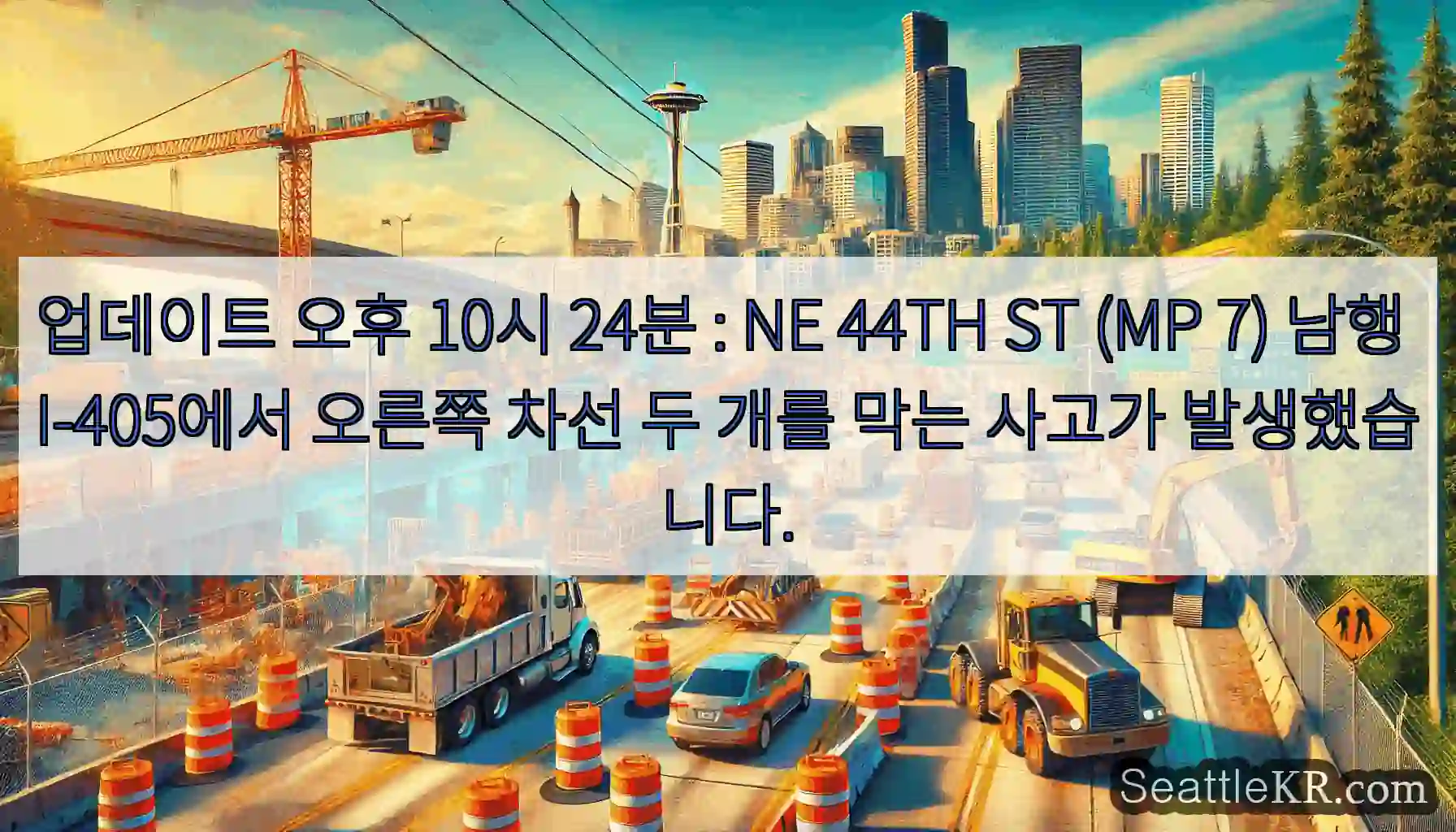 업데이트 오후 10시 24분 : NE 44TH ST (MP 7) 남행 I-405에서