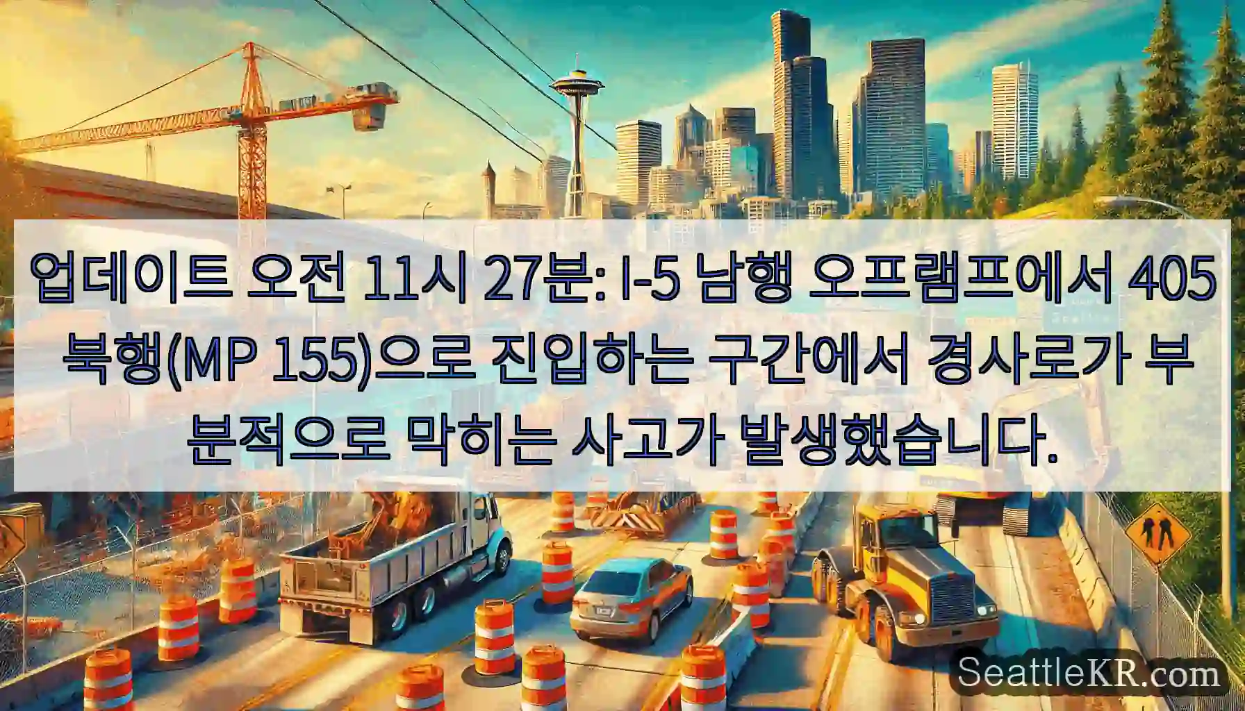 업데이트 오전 11시 27분: I-5 남행 오프램프에서 405 북행(MP 155)으로
