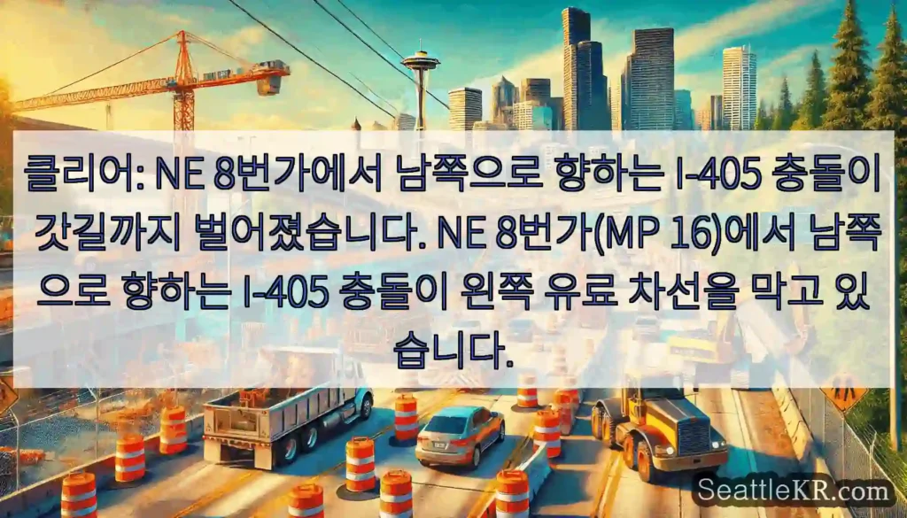 클리어: NE 8번가에서 남쪽으로 향하는 I-405 충돌이 갓길까지 벌어졌습니다. NE