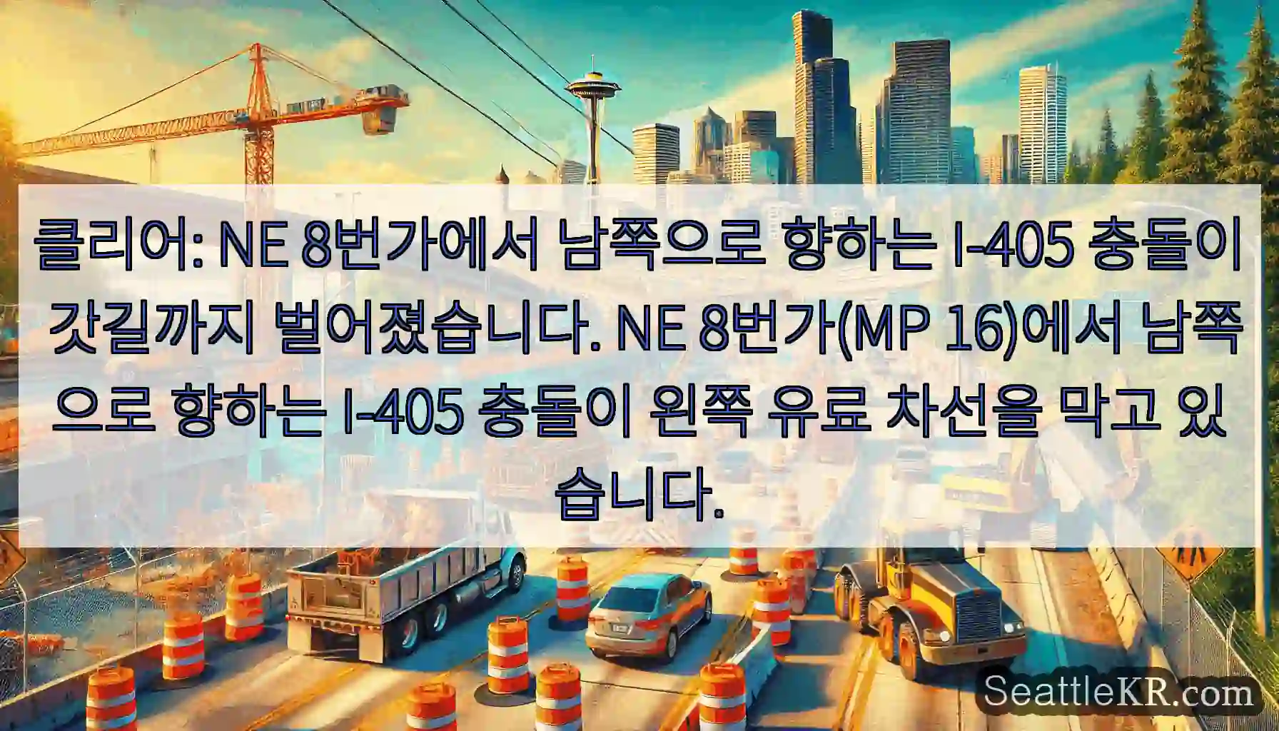 클리어: NE 8번가에서 남쪽으로 향하는 I-405 충돌이 갓길까지 벌어졌습니다. NE