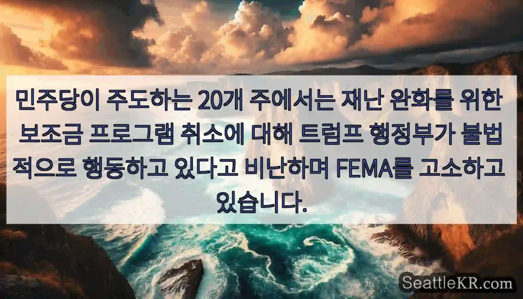 민주당이 주도하는 20개 주에서는 재난 완화를 위한 보조금 프로그램 취소에 대해 트럼프