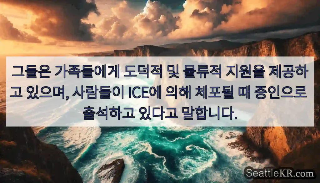 그들은 가족들에게 도덕적 및 물류적 지원을 제공하고 있으며, 사람들이 ICE에 의해