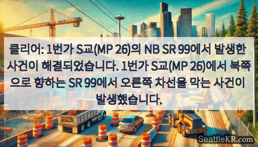 클리어: 1번가 S교(MP 26)의 NB SR 99에서 발생한 사건이 해결되었습니다.