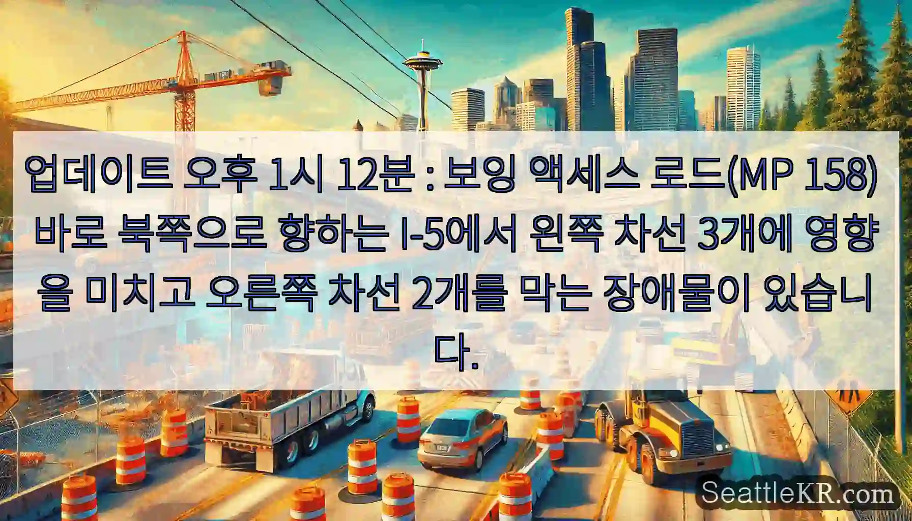 업데이트 오후 1시 12분 : 보잉 액세스 로드(MP 158) 바로 북쪽으로 향하는