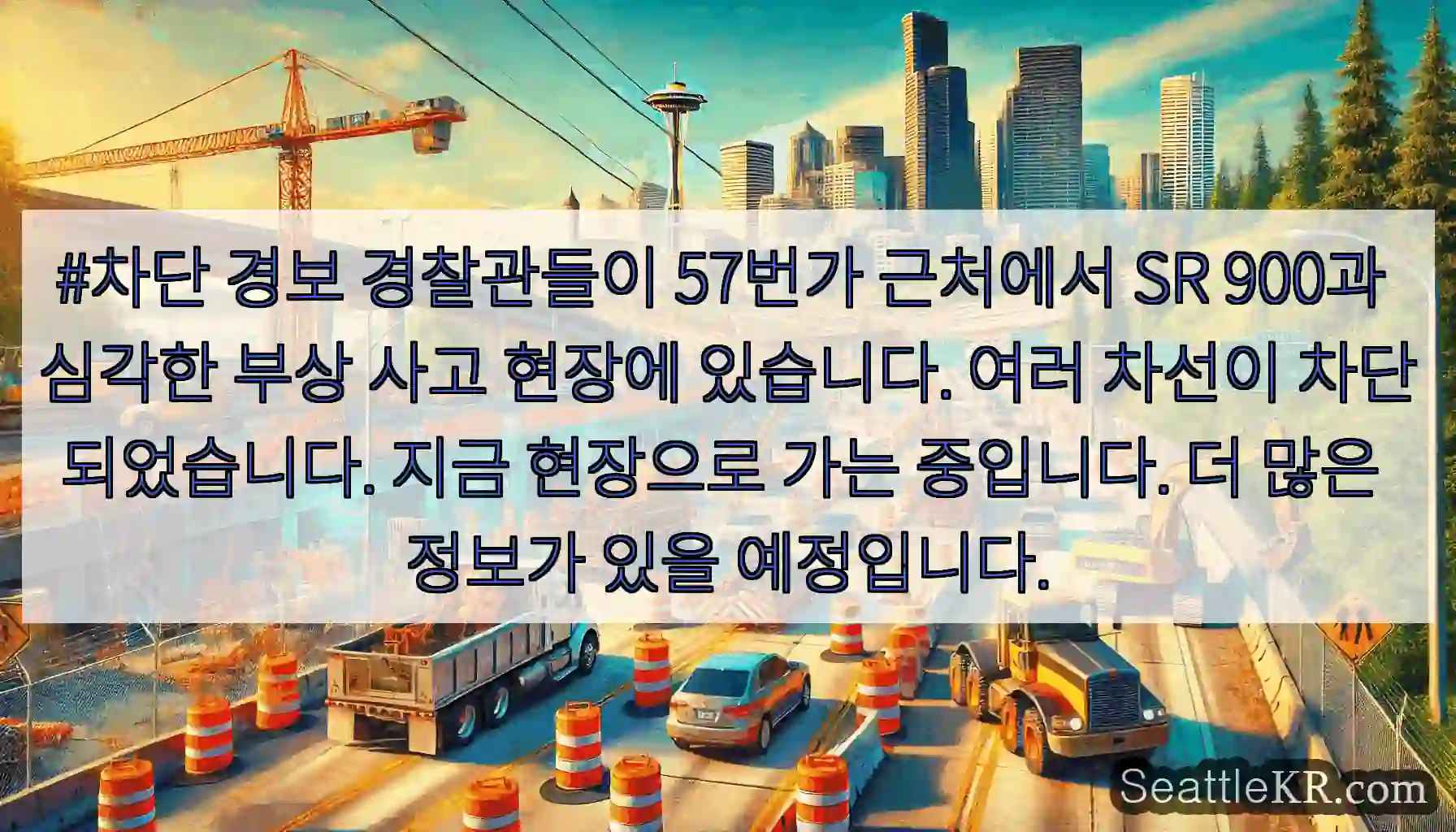 #차단 경보 경찰관들이 57번가 근처에서 SR 900과 심각한 부상 사고 현장에