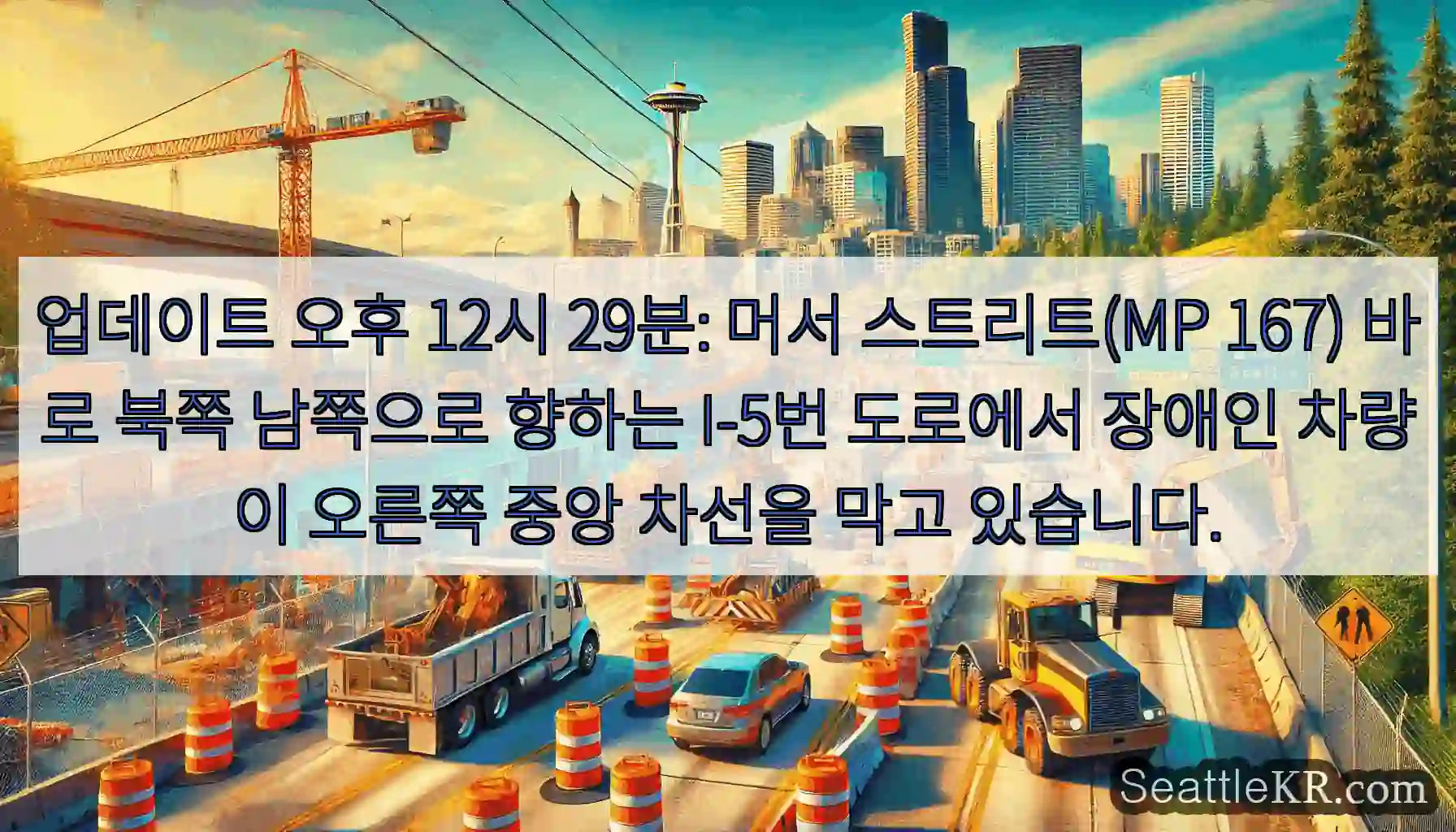 업데이트 오후 12시 29분: 머서 스트리트(MP 167) 바로 북쪽 남쪽으로 향하는