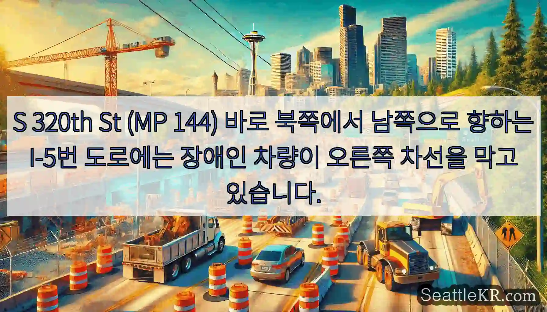 S 320th St (MP 144) 바로 북쪽에서 남쪽으로 향하는 I-5번 도로에는