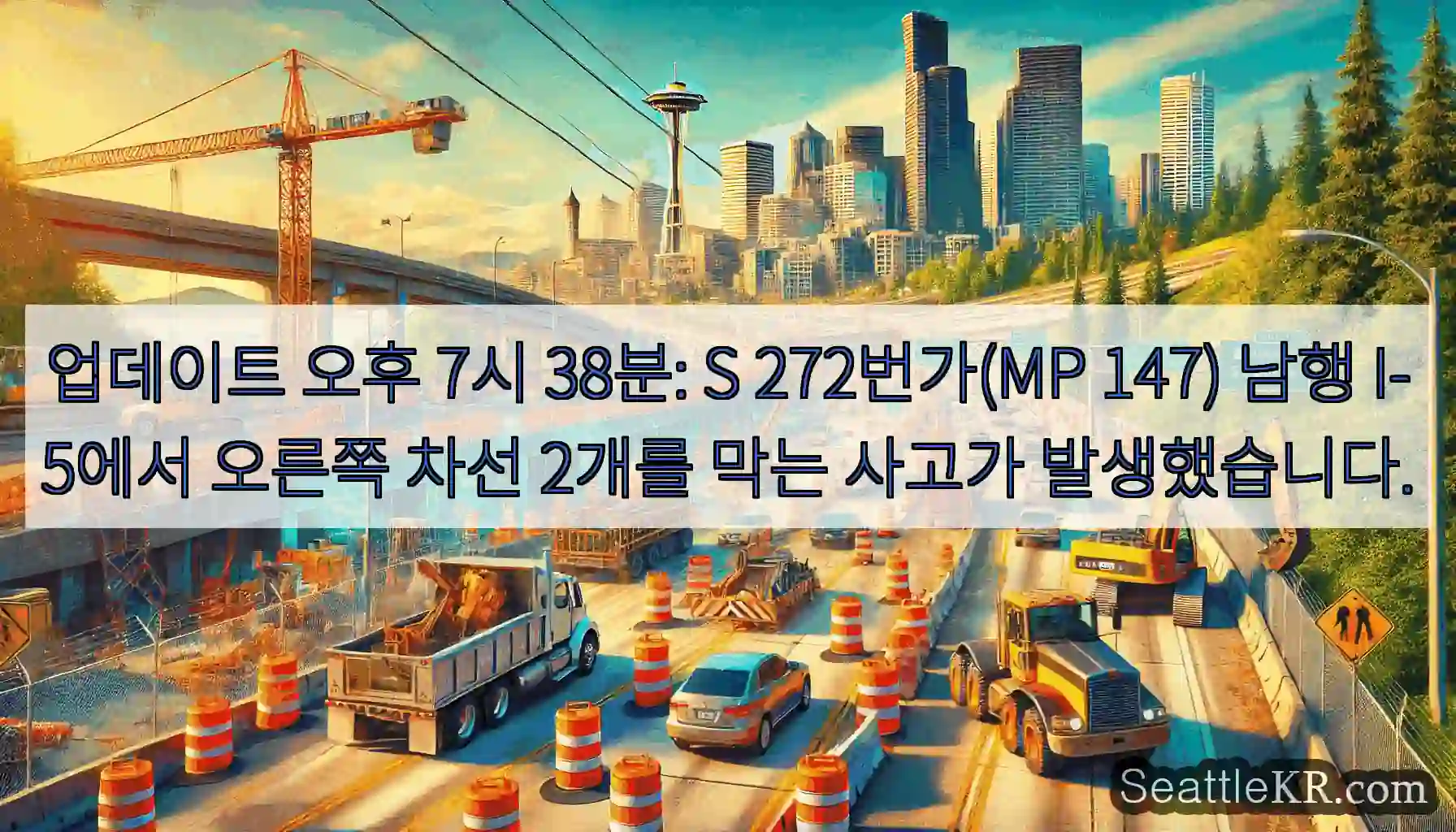업데이트 오후 7시 38분: S 272번가(MP 147) 남행 I-5에서 오른쪽 차선