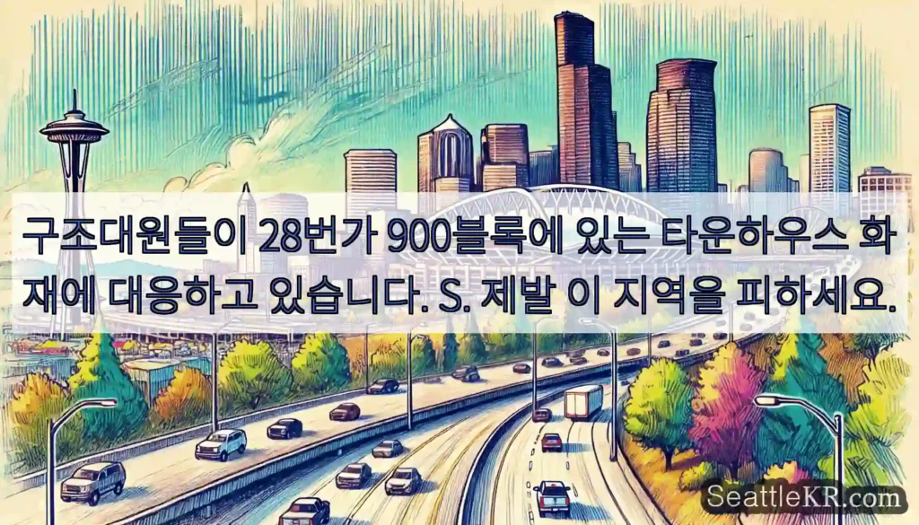 구조대원들이 28번가 900블록에 있는 타운하우스 화재에 대응하고 있습니다. S. 제발