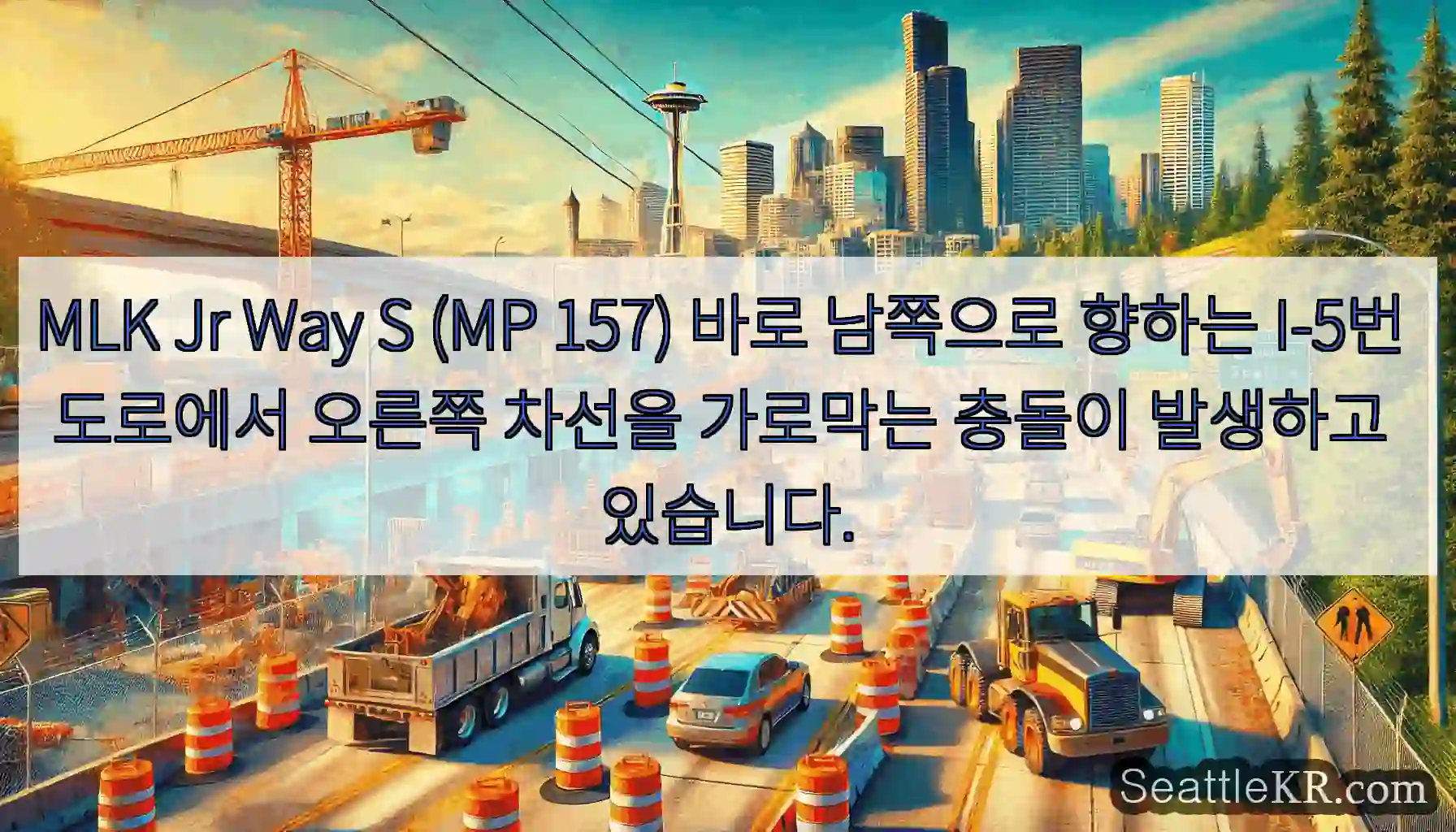 MLK Jr Way S (MP 157) 바로 남쪽으로 향하는 I-5번 도로에서 오른쪽