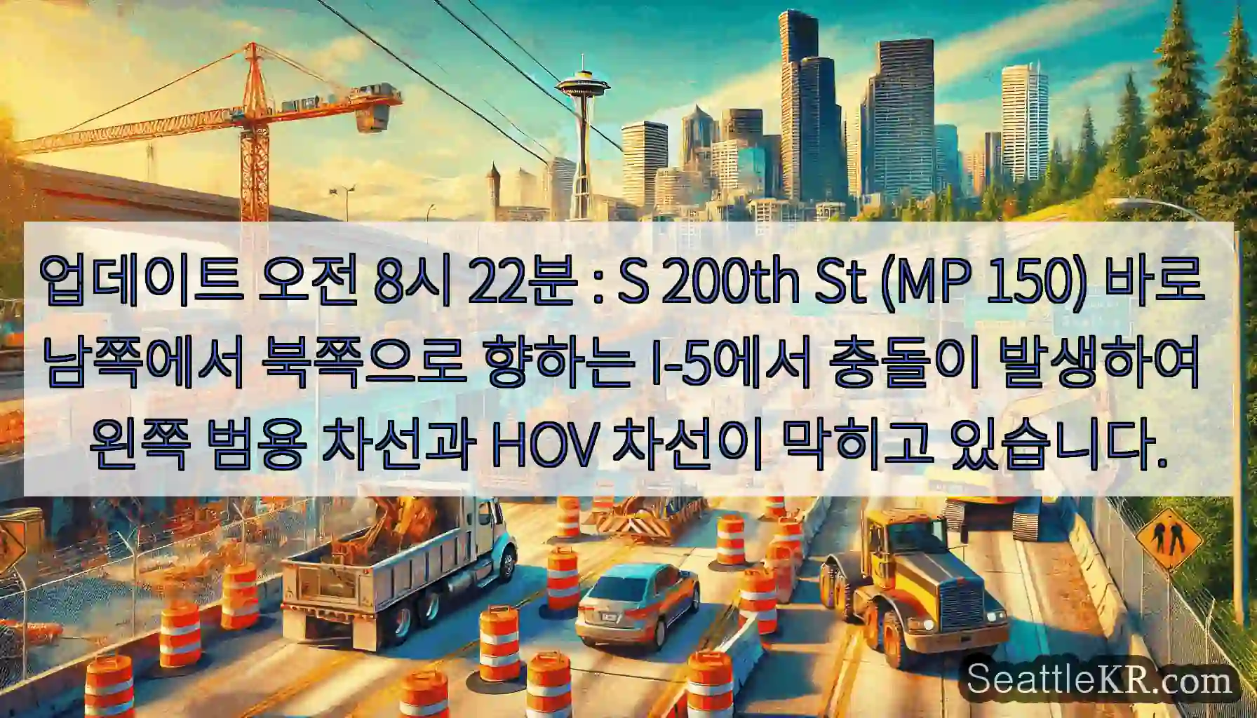 업데이트 오전 8시 22분 : S 200th St (MP 150) 바로 남쪽에서 북쪽으로