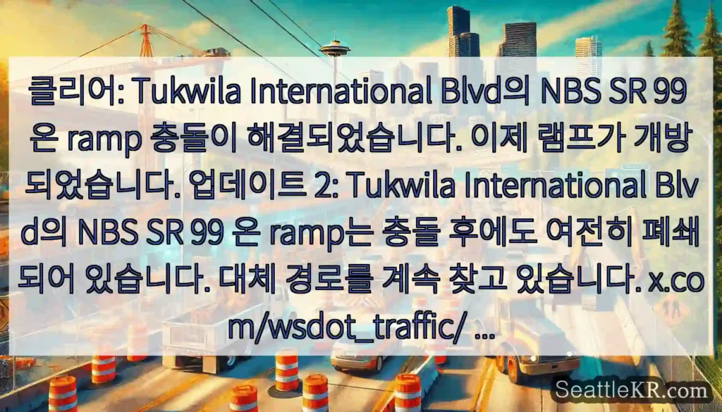 클리어: Tukwila International Blvd의 NBS SR 99 온 ramp