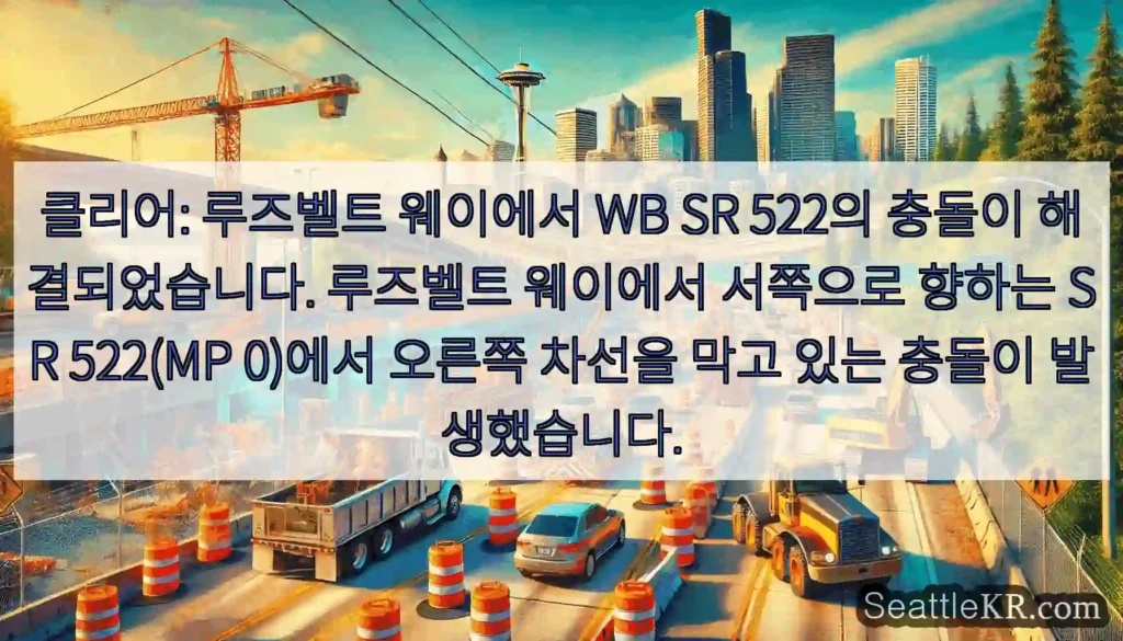 클리어: 루즈벨트 웨이에서 WB SR 522의 충돌이 해결되었습니다. 루즈벨트 웨이에서