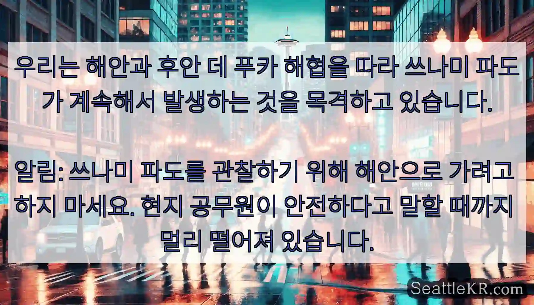 우리는 해안과 후안 데 푸카 해협을 따라 쓰나미 파도가 계속해서 발생하는 것을 목격하고