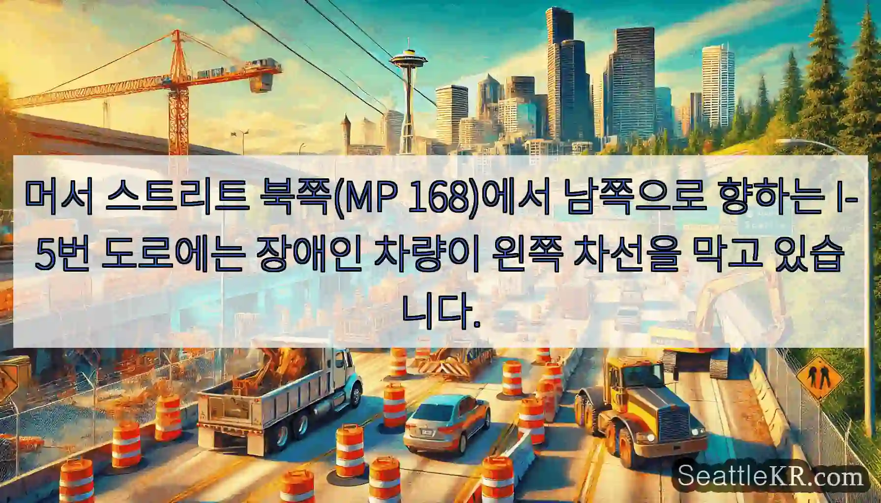 머서 스트리트 북쪽(MP 168)에서 남쪽으로 향하는 I-5번 도로에는 장애인 차량이