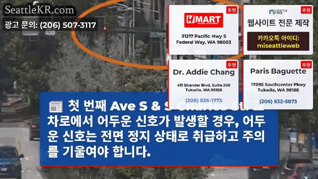 첫 번째 Ave S & S Charles St. 교차로에서 어두운 신호가 발생할 경우,