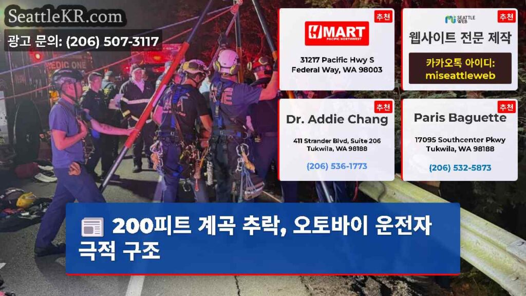 200피트 계곡 추락, 오토바이 운전자 극적 구조