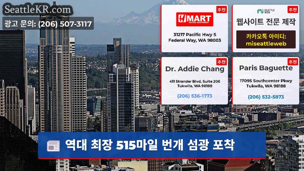 역대 최장 515마일 번개 섬광 포착