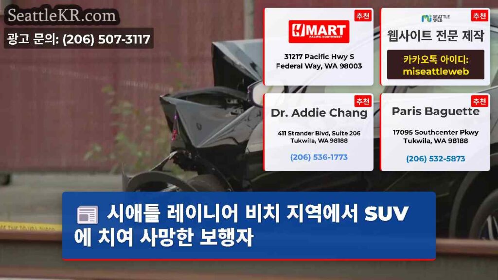시애틀 레이니어 비치 지역에서 SUV에 치여 사망한 보행자