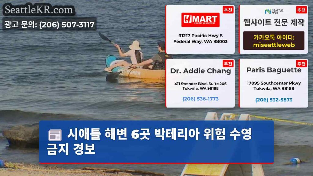 시애틀 해변 6곳 박테리아 위험 수영 금지 경보