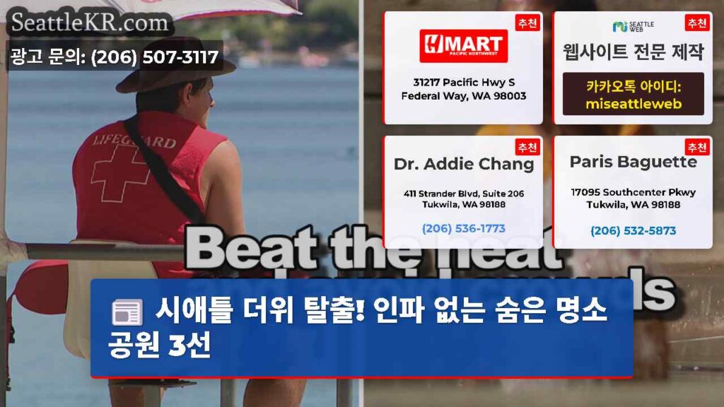 시애틀 더위 탈출! 인파 없는 숨은 명소 공원 3선